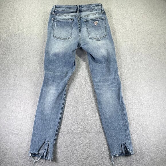 Guess Women's Blue Sexy Curve Low-Rise Stretch Ripped Jeans - Picture 6 of 10